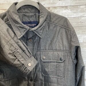 Roundtree & Yorke Mens M Jacket Gray Quilted Water Resistant Snap Lined Shacket